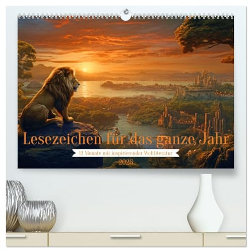 Lesezeichen für das ganze Jahr - 12 Monate mit inspirierender Weltliteratur (hochwertiger Premium Wandkalender 2026 DIN A2 quer), Kunstdruck in ... literarisches Meisterwerk. (CALVENDO Kunst)