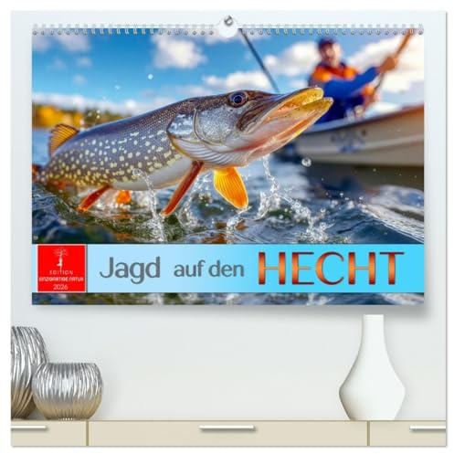 Jagd auf den Hecht (hochwertiger Premium Wandkalender 2026 DIN A2 quer), Kunstdruck in Hochglanz: Für echte Anglerherzen. (CALVENDO Tiere)