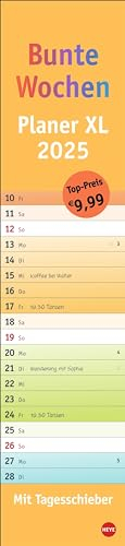 Bunte Wochen Langplaner XL 2025: treifenkalender 2025 - praktisches Format, um nie den Überblick zu verlieren, in coolem Design. Länglicher Kalender für Büro oder zu Hause (Bürokalender Heye)