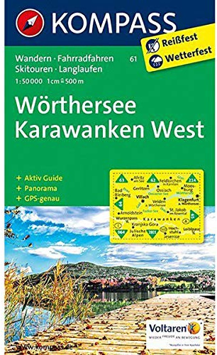 KOMPASS Wanderkarte Wörthersee, Karawanken West: Wanderkarte mit Aktiv Guide, Panorama, Radwegen, Skitouren und Loipen. GSP-genau. 1:50000 (KOMPASS-Wanderkarten, Band 61)