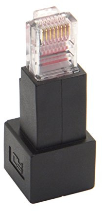 cablecc 90 Degree 8P8C FTP STP UTP Cat 5e Male to Female LAN Ethernet Network Extension Adapter (Black Down Angled)