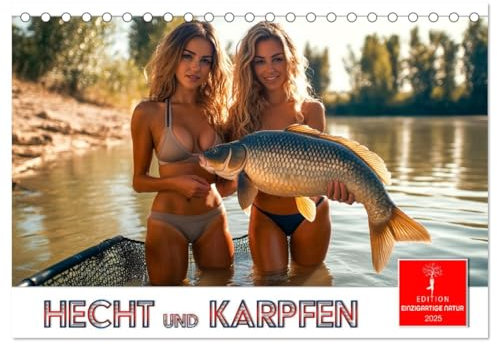 Hecht und Karpfen (Tischkalender 2025 DIN A5 quer), CALVENDO Monatskalender: Atemberaubende Fotos von starken Anglerinnen mit großen Fischen. (CALVENDO Tiere)