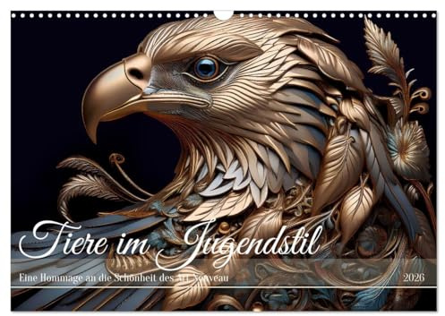 Tiere im Jugendstil - Eine Hommage an die Schönheit des Art Nouveau (Wandkalender 2026 DIN A3 quer), CALVENDO Monatskalender: Wertschätzung für die ... der Ästhetik des Jugendstils (CALVENDO Tiere)