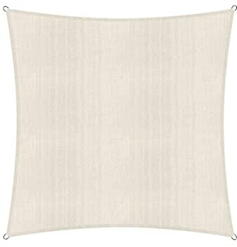 Lumaland Sonnensegel Quadrat | 5 x 5 Meter Wetterbeständiger Sonnenschutz inkl. Befestigungsseile | Terrasse, Garten & Balkon Schattenspender mit UV-Schutz [Creme]