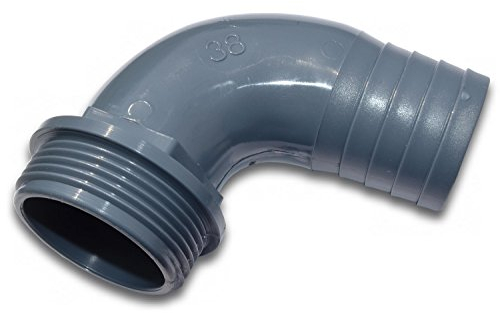 Pool Winkelschlauchtülle Fitting 90° Winkel Schlauchtülle Ø 38 mm x 1 ½ Zoll Außengewinde für Garten, Pool, Haushalt etc.