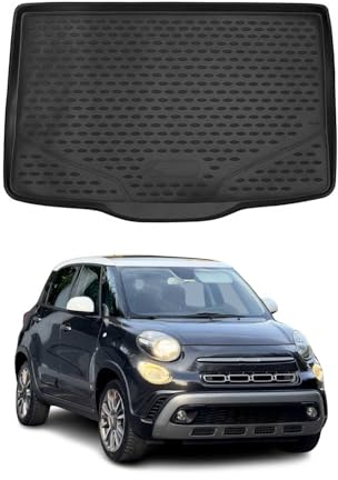 OMAC Kofferraumwanne für FIAT 500L 2012-2023 TPE Schwarz | Laderaumwanne, Kofferraummatte, Allwetter, fahrzeugspezifisches Produkt, Antirutsch, 3D-Passform, wasserdicht