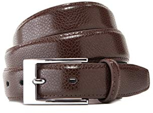 Vincenzo Boretti Herren-Gürtel mit silberfarbener Dornschließe, Schlangenleder-Prägung, schmal 30 mm Breite dunkelbraun 95 cm