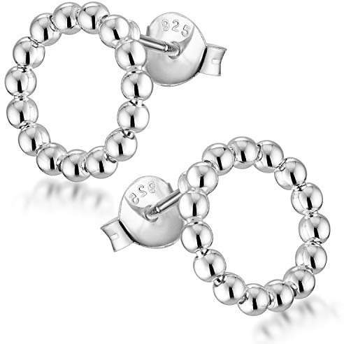 Materia Ohrstecker Kreis Silber 925 Damen Ohrringe rund mit Kugel 11mm SO-408-Silber