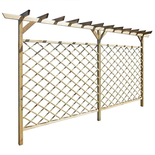 pedkit Gitterzaun mit Pergola-Oberteil, 393,5 x 200 cm (B x H) Kiefernholz impr?gniert, Verrottungsfest