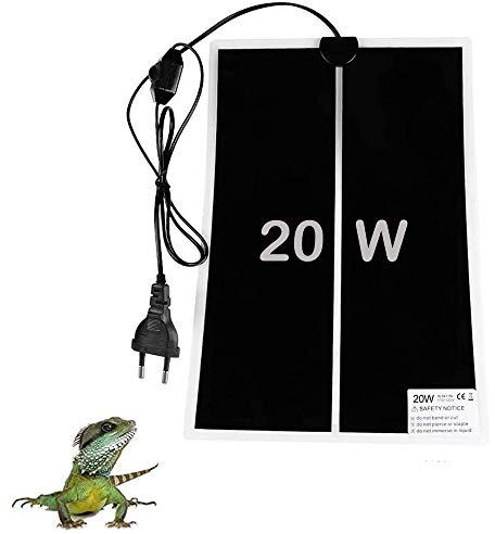 Manta Calefactora para Reptiles, NEKOSUKI 20W 16.5x11 IN Tapetes Térmicos para Terrarios con Temperatura Ajustable para Tortuga, Serpientes, Lagartos, Geckos, Arañas, Almohadilla Térmica para Reptiles