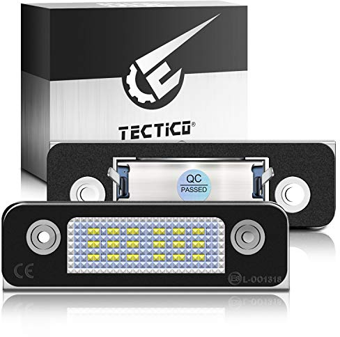 TECTICO LED Kennzeichenbeleuchtung Nummernschildbeleuchtung SMD Canbus Ultra Weiß Kompatibel mit Ford Mondeo MK2 Fiesta MK5 Fusion, 2 Stücke