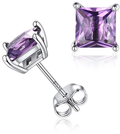 ChicSilver 925 Silber Birthstone Ohrstecker Juni Empfindliche Quadrat Ohren Ohrstecker Geburtstag Muttertagsgeschenk Zarten Schmuck für Frauen