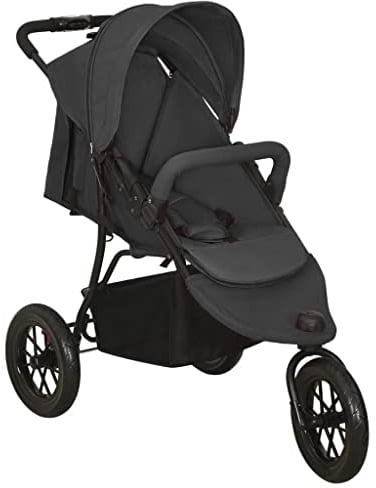 vidaXL Kinderwagen mit Verdeck Korb Einhand-Klappsystem Kinder Baby Buggy Kinderbuggy Kindersportwagen Reisebuggy Sportwagen Anthrazit Stahl