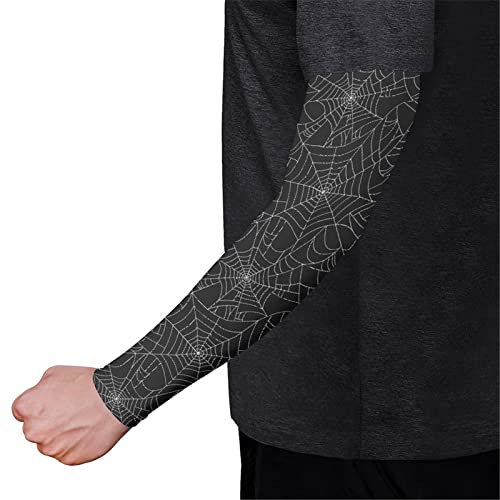 JEOCODY Cooling Sport Sleeves Cover Sonnenschutz Arm Sleeves Shield UV Protective Sleeves, Spide-Web-Druck, Medium