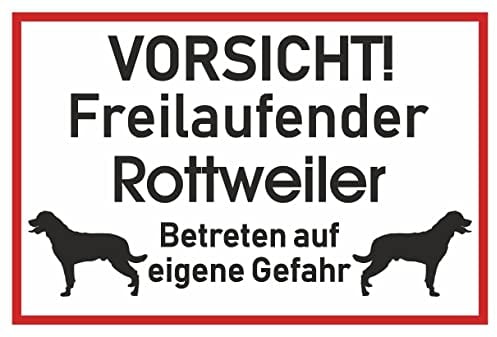Samunshi® Aufkleber Vorsicht Rottweiler - Schild Sticker Hinweisschild Warnschild Vorsicht Hund 25 x 16,7cm Vorsicht Rottweiler schwarz