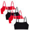 Fruit of the Loom Women's Spaghetti Strap Cotton Pullover Sports Bra Value Pack, Opaque, Black/Black/White/Red/Red/Hot/Red, 10 (Pack of 6)