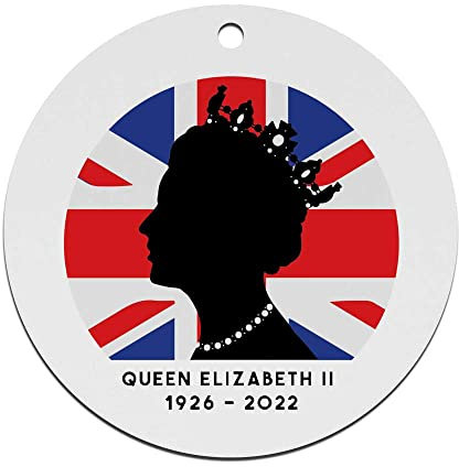 2 x 70mm 'Queen Elizabeth II Union Jack' Wooden MDF Flat Baubles (CB00101499)