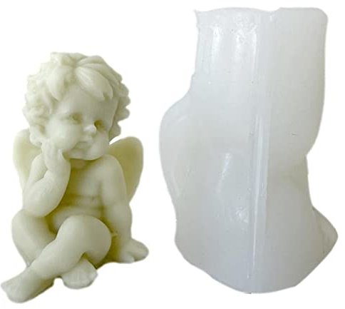 Engel Silikonform - 3D Engel Silikon Kerzenform, Engel 3D Kerzenform Silikon Kerzen Formen Gießen, DIY Engel Mädchen Silikonform Kerze Für Duftkerze, Seife, Backformchen Ostern, Kuchendekoration