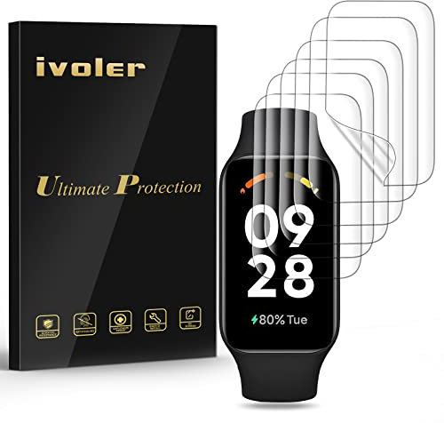 ivoler 6 Piezas Protector de Pantalla para Xiaomi Smart Band 8 Active/Xiaomi Redmi Smart Band 2, [Cobertura Completa] [Anti-Arañazos] [Sin Burbujas] HD Transparente TPU Suave láminas Protectora