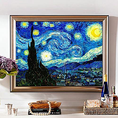 ZGmaxCL Diamond Painting Kit Completo 5D Pintura de Diamante Grande Noche Estrellada Van Gogh Adornos Para Pared Wall Decor Manualidades para Adultos 90x60cm