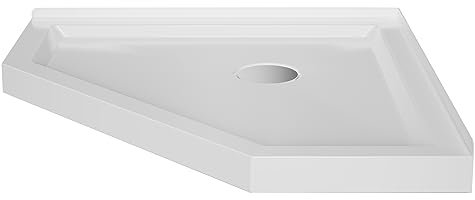Goodyo 36 in. D x 36 in. W x 3.5 in. H Corner Drain Neo-Angle Shower Base in White