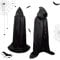 SFSSHUI Halloween Umhang mit Kapuze,Schwarzer Umhang Mit Kapuze,Halloween Schwarzer Cape,Halloween Kostüm,Darth Vader Umhang Mittelalter Umhang Cape Mantel Satin Karneval