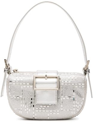 Steve Madden Damen Balexis Crescent Umhängetasche, Silber