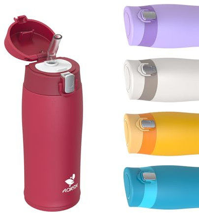AORIN Borraccia in Acciaio Inossidabile, Borraccia Isolata da 350ml/500ml/750ml con Coperchio in Cannuccia,Bottiglie in Metallo a Tenuta Stagna, Borraccia Senza BPA per Viaggi, Sport, Palestra