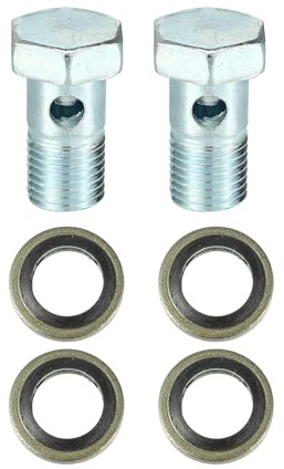QUARKZMAN Universal Banjo-Bolzen Bremsadapter M14x1.5 2er Set Silber | Bolzen-ID 8mm, Scheiben-ID 14mm, Scheiben-Außen-Ø 20mm, Maße 32x21mm, Universell, Einfache Montage