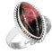 Jeweloporium 925 Silber Ringe für Damen Größe 58(18.5) Echt Rosa Rhodonit in schwarzem Mangan Edelstein Solitär Silber Ringe Geburtstag Geschenk Kostüm Schmuck