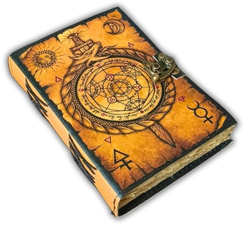 URBAN LEATHER Sun Moon Dragon Dnd Handmade Print Journal for Men Women Drawing Sketchbook Travel Diary Scrapbook Wicthcraft Décor Supplies Writing Notebook Unlined Deckle Pages