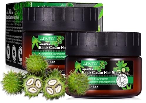 P-Beauty Rizinus - Black Castor Haarmaske 2x60g - intensive Haarkur für trockenes, krauses & gefärbtes Haar, fördert Haarwachstum & Feuchtigkeit - Bio Rizinusöl Vegan - Haarpflege für alle Haartypen