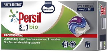 Persil Pro Formula 3-in-1 Bio Capsules, Plant Based Formula, Unique Triple Power for Stain Removal, Fabric Care, Long Lasting Freshness, 32