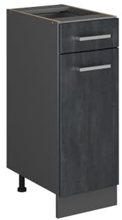 Vicco Küchenunterschrank R-Line, Schwarz Beton, 30 cm ohne Arbeitsplatte