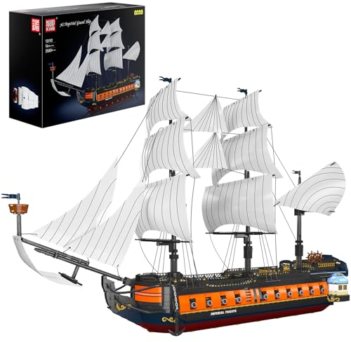 Mould King 13192 Blocchi di Morsetto Nave Pirata Blocchi di Costruzione Modello Kit Nave Flagship Giocattolo con Vele in Tessuto Compatibile con Altre Marche (1698 Parti)