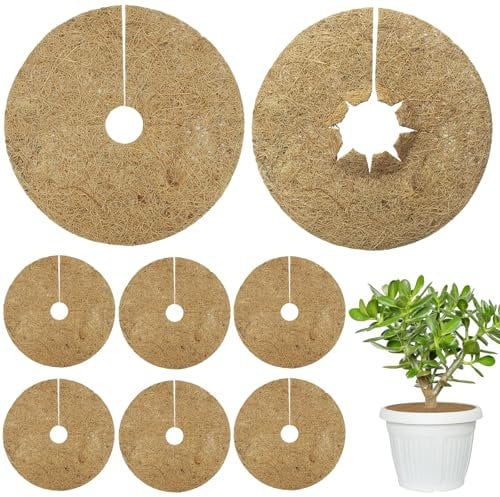 Zocipro 8Pcs Disco de Fibra de Coco para Plantas, Alfombrilla de Fibra de Coco de 20cm, Estera de Coco protección para Plantas de Maceta, Protección contra Heladas