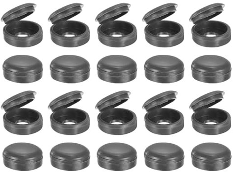 sourcing map Lot de 100 capuchons à vis, 6 mm – Cache-vis à charnière en PVC pour couvrir les têtes de vis (gris foncé)