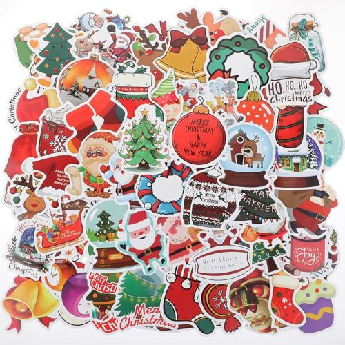 Amabro 200 Stück Weihnachtsaufkleber, Niedlicher Sticker Weihnachten, Weihnachtsmann Schneemann Rentier Selbstklebende Aufkleber für Kinder und Teenager, Weihnachtsgeschenke, Weihnachtsaufkleber