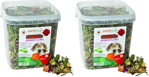 petifool Nager Flora 430g - Alleinfutter für Nager - natürliches Nagerfutter für Kaninchen und Meerschweinchen - ohne künstliche Zusätze - 100% Natur - artgerechtes Futter - Kräuter und Luzerne