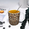 YOIUE Tasse aus Keramik - Große 11oz Tassen 330ml Kaffeetassen mit Henkel, 100% Handbemalt - Trinkgläser mit Griff - Weiß, Stickmuster mit Leopardenmuster aus wilder Natur. Tierdruck.