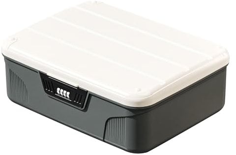 ACESOME Lockable Medicine Box, Child-Resistant Combination Lock Box with Partition, Lockable Container for Refrigerator, Food Safe Locking Box, Tablet Phone (Gray, 33x26x12 cm)