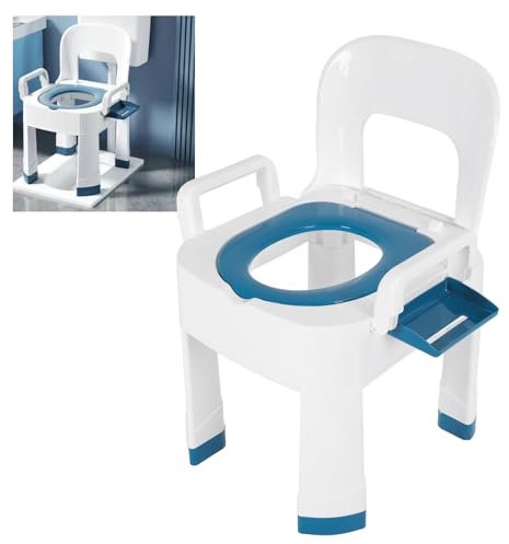 Chaise D'aisance de Toilette Pliante, Chaise de Douche avec Accoudoirs élargis pour Femmes Enceintes âgées, Bleu