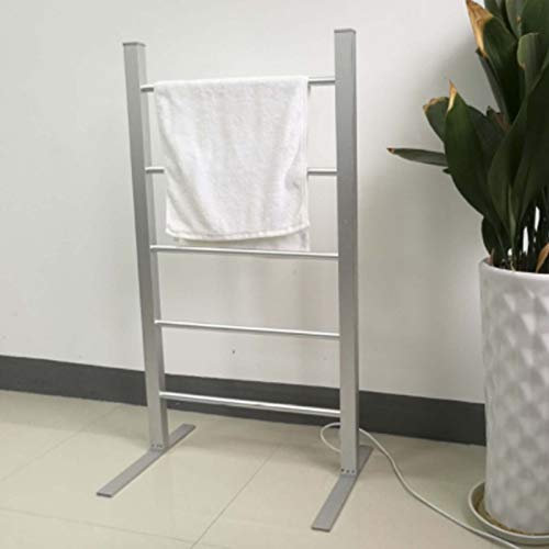 QRXALISA Scaldasalviette Indipendente, portasciugamani Indipendente a Scala, scaldasalviette riscaldato 100w (Spina Argentata)