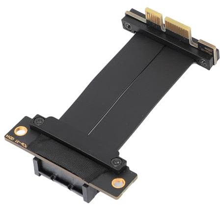 Denash Duales 90-Grad-PCIe-Verlängerungskabel, PCIe 4.0 X1-Riser-Kabel für WiFi-Karte, Soundkarte, mit 16 Gbit/s Übertragungsrate, Ideal für 1U-2U-Chassis-Setup (20 cm)