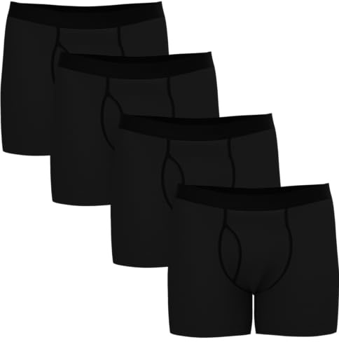 ALBERO NATUR Herren Boxershorts Schwarz - GOTS-Zertifiziert, Bio-Baumwolle, PETA-Approved Vegan, Nachhaltig und Komfortabel (DE/NL/SE/PL, Alphanumerisch, M, Regular, Regular, 4, Schwarz)