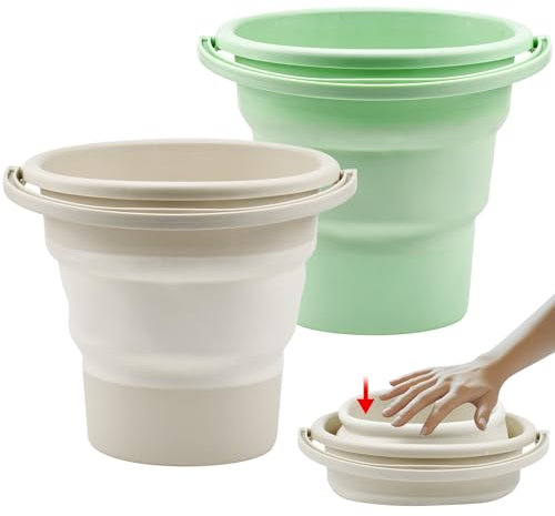 YBCCBY 2 Stück Falteimer 5L Putzeimer Faltbarer Eimer Zusammenklappbarer Klein Wassereimer Platzsparend Wascheimer Foldable Bucket mit Griff Sandeimer Strandeimer für Draußen Angeln Camping