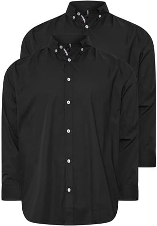 BadRhino Big & Tall 2 Pack Long Sleeve Poplin Shirts - Men's - Plus Size Curve