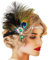 Handcess 1920er Jahre Flapper Stirnband Pfauenfeder Kopfschmuck Vintage Strass Haarband Great Gatsby Kostüm Brüllend 20er Jahre Haarschmuck für Damen