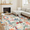 Beige Waschbarer Teppich Blumenmuster 160x230cm Blumen Boho Neutral Modern Rugs for Living Room Weich rutschfest Groß Tepich Kurzflor Schlafzimmer Carpet Esszimmer Bedroom Teppiche Büro
