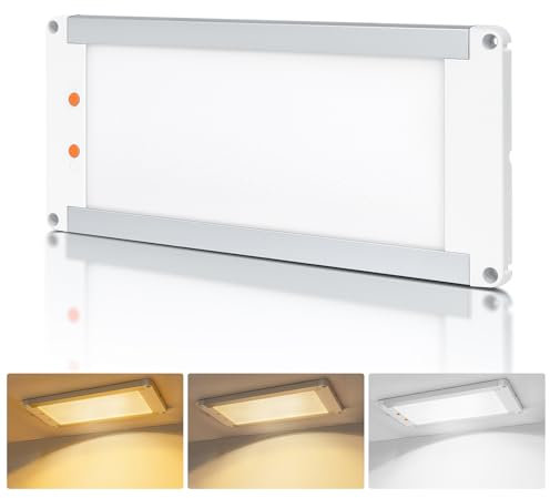 acegoo Campervan Boat 12V LED Ceiling Light Full Aluminum 11W, 3 Color Temperature Switchable, Dimmable Panel Lamp for Motorhome Caravan Camper Van Yacht Trailer, 32.5cmX14.5cm 1180 Lumen